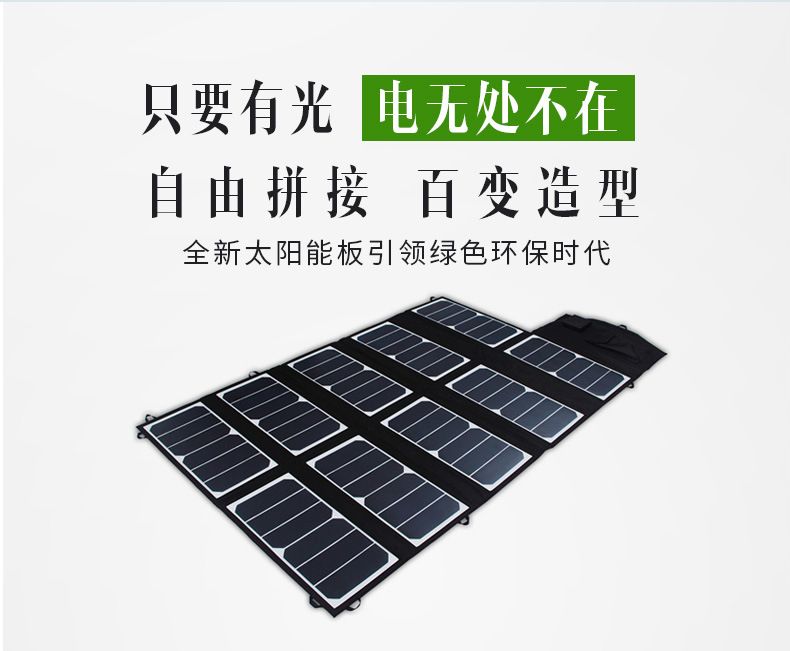 65W太阳能折叠包 太阳板 户外野营手机充电器 跨境B2C热卖详情图2