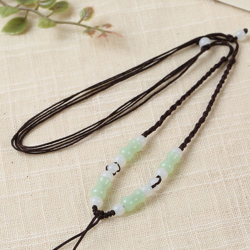 Collar trenzado a mano cuerda arroz verde cuentas jarrón verde para hombre y mujer cuerda ajustable collar detail image 4