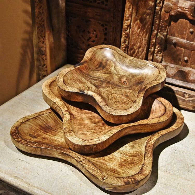 芒果木四叶草托盘小