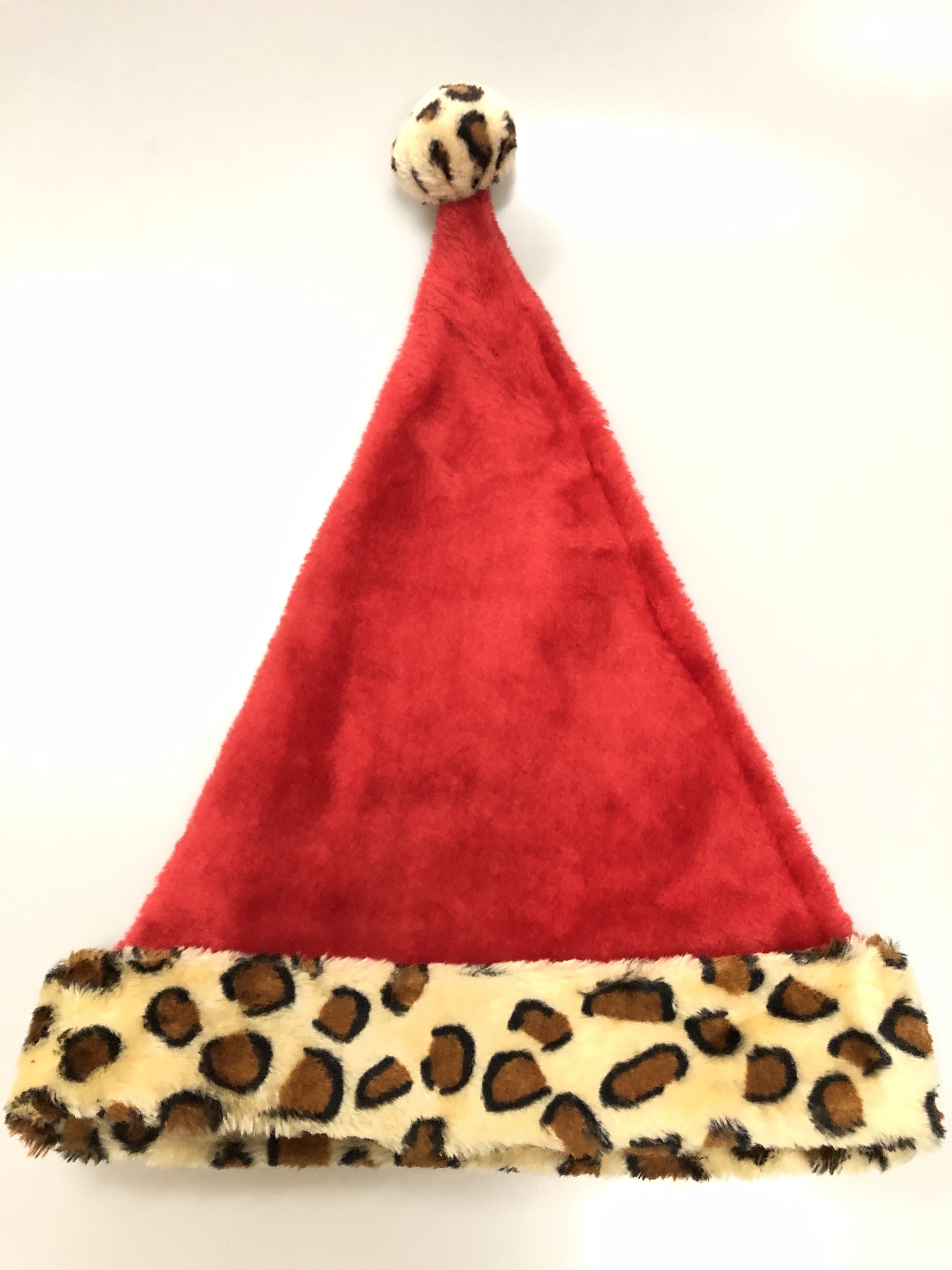 A plush leopard print Christmas hat Specification image