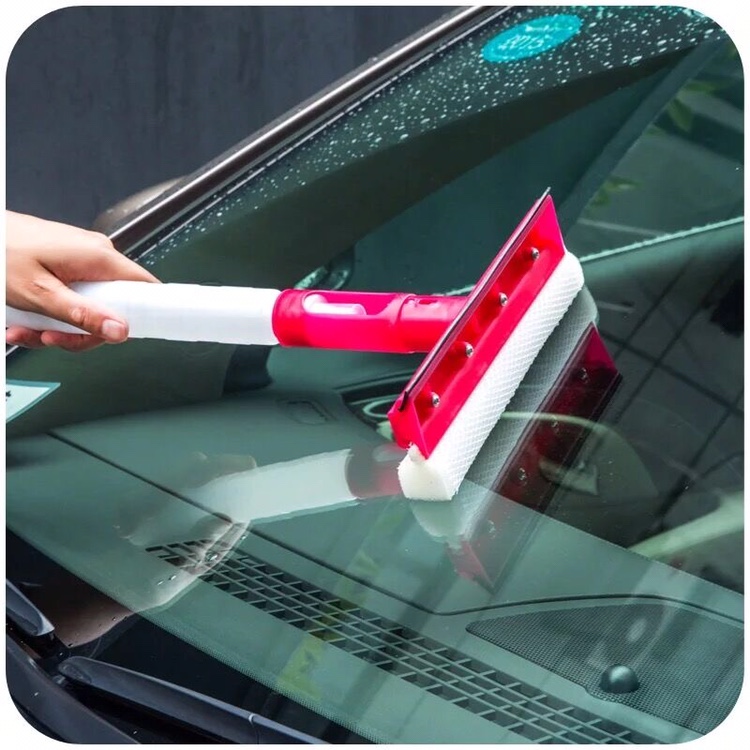 Three-in-one foldable glass cleaner multi-purpose rotating water jet glass scraper water sponge window cleaner