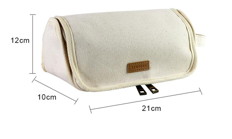 Simple pencil bag cotton linen canvas folding stationery storage bag Student fabric pu pencil bag