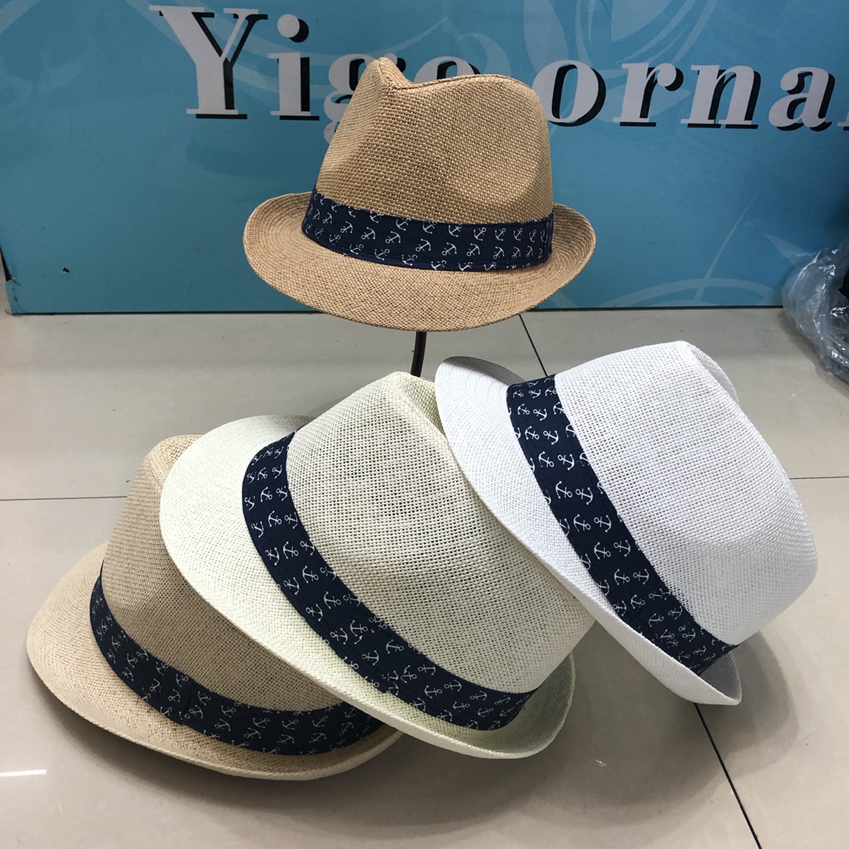 Small Top Hat Jazz Hat Beach Fashion Trend Casual Hat Navy Style details Picture