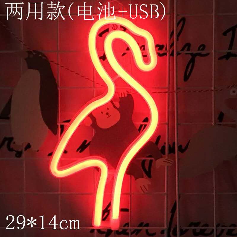 LED火烈鸟造型灯仙人掌霓虹灯云朵星星月亮闪电小夜装饰灯详情图4