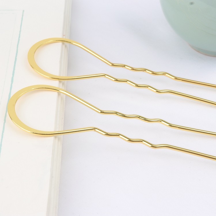 Color-preserving copper accessories, ancient-style headwear material, hairpin 30×100mm, flattened hairpin main body details Picture