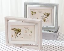Yiwuhao simple rotating small photo frame (original wood color) /29015