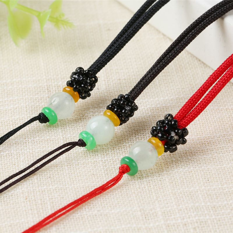 Perlas de jade ajustable negro cesta de cristal collar cuerda