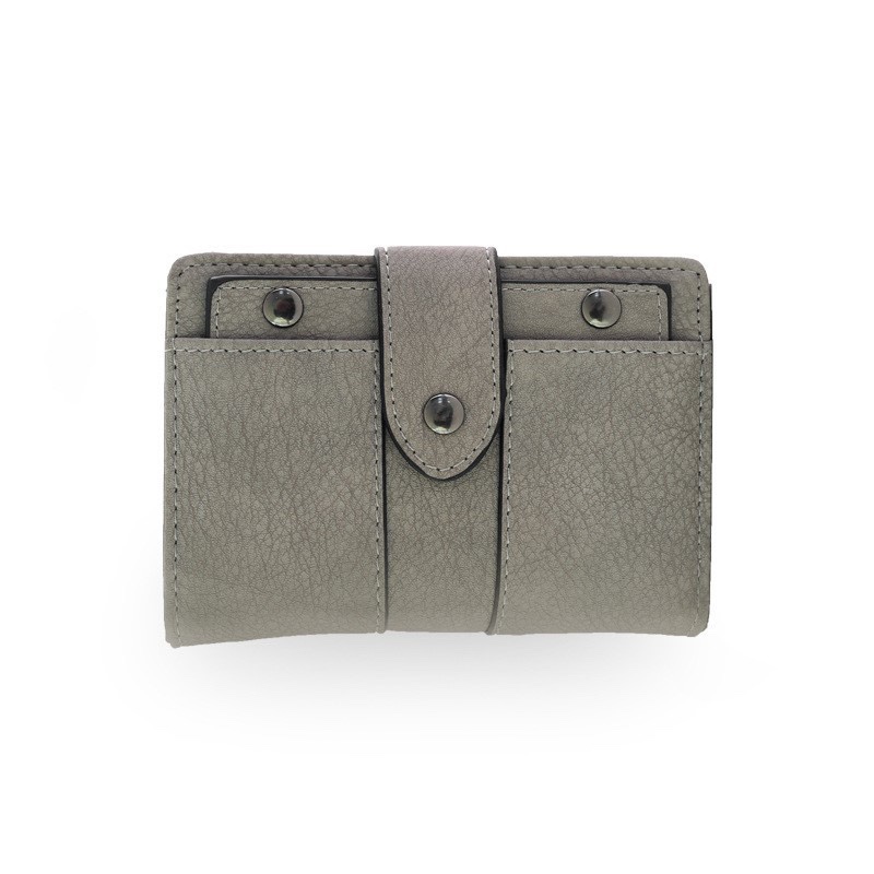 韩版女士零钱包短款拉链纯色小清新折叠多功能个性搭扣卡包详情图5