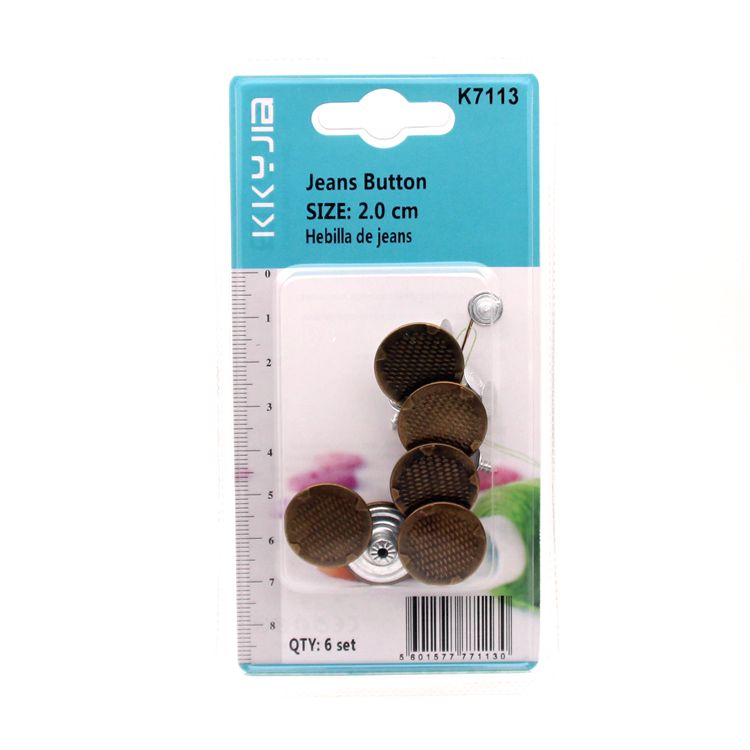 卡卡五金 7113吸塑卡装牛仔扣2.0cm 小螺丝固定多功能纽扣