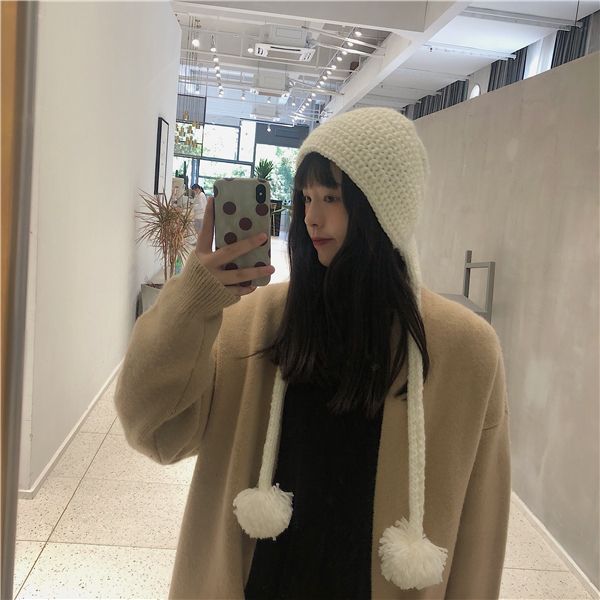Lovely Ear-Protection Woolen Hat Day Casual Warm Knit Hat Women's Autumn And Winter Lei Feng Hat Application Scenario