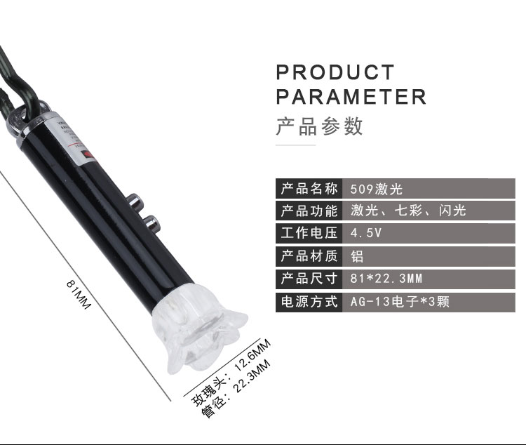 509激光逗猫棒手电筒多功能红外线爆闪强光手电筒红外线钥匙扣详情图2