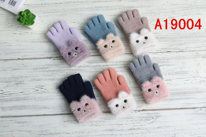 New Wheat Point Knitted Gloves For Women Autumn Winter Ins Cute Warm Thin Wool Five-Finger Tide Gloves A19004