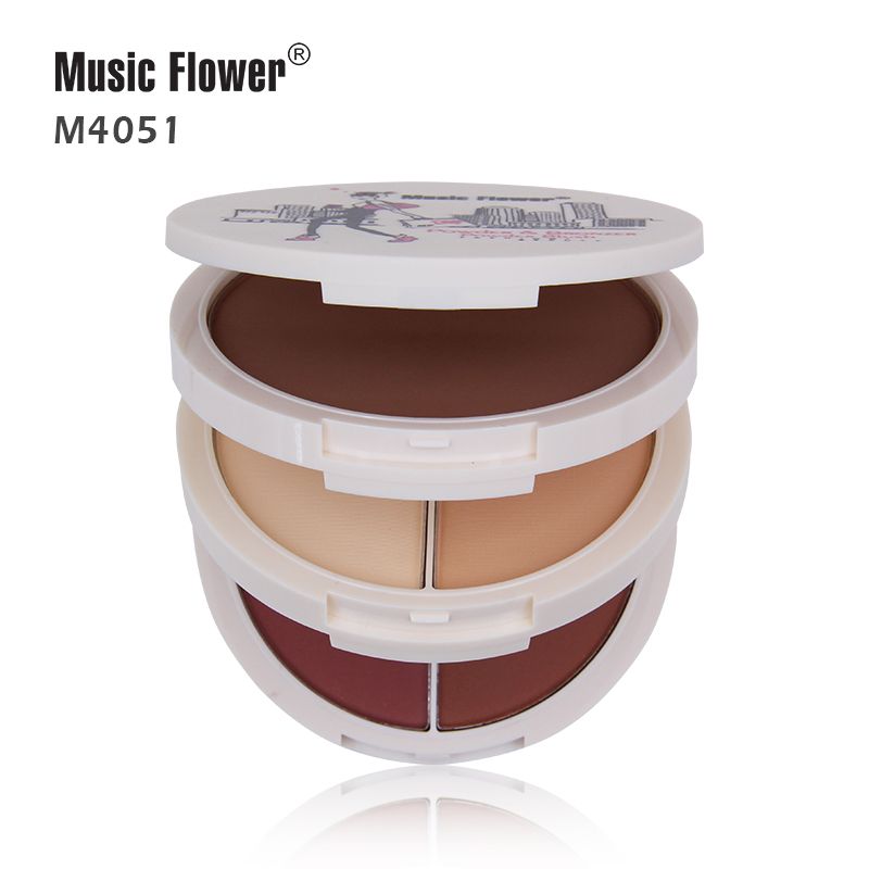 MusicFlower新品时尚达人3盒1修颜套装粉饼修颜提亮遮瑕彩妆M4051详情图2