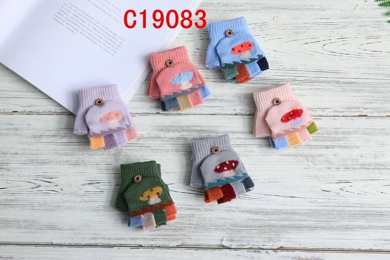 New Wheat Point Knitted Gloves For Women Autumn Winter Ins Cute Warm Thin Wool Five-Finger Tide Gloves C19083