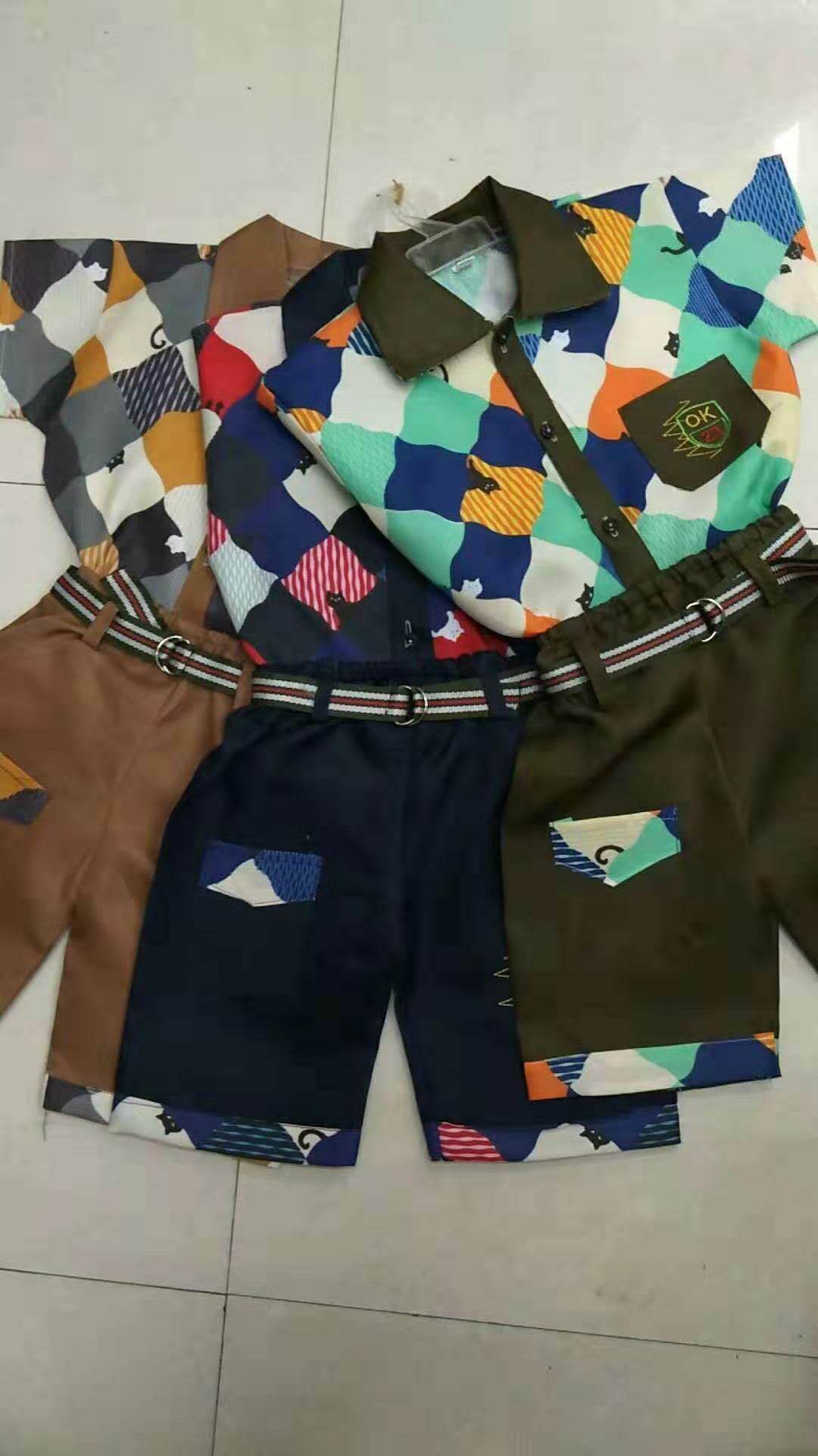 卡通男童套装衬衫