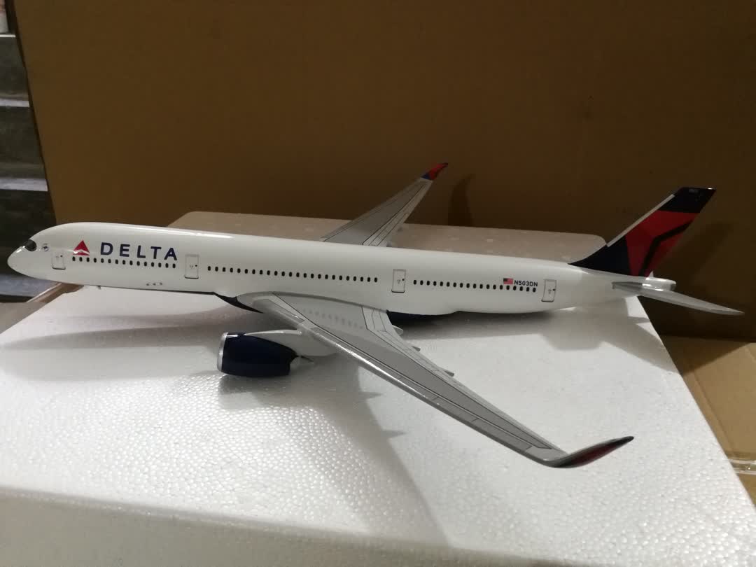 飞机模型（47CM达美航空A350）合成树脂飞机模型  仿真飞机模型