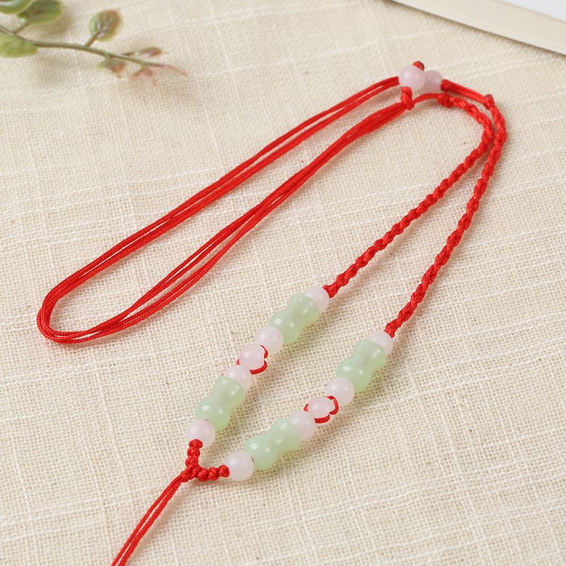 Collar trenzado a mano cuerda arroz verde cuentas jarrón verde para hombre y mujer cuerda ajustable collar detail image 11
