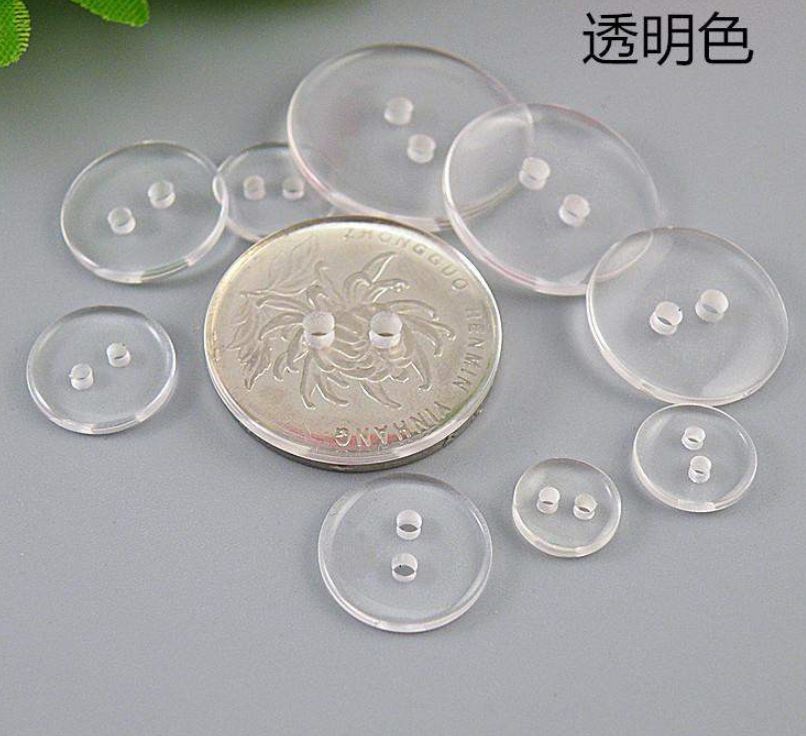 卡卡五金 7099吸塑包装纽扣（透明）1.5cm 透明两眼面包扣详情图4