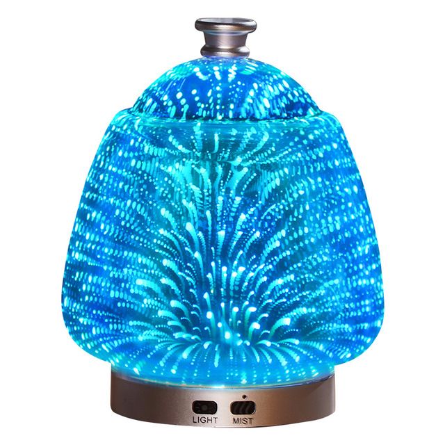 香薰机加湿器120ml七彩创意3d烟花玻璃超声波精油香薰灯细节图