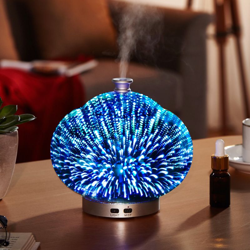 Humidification Aromatherapy machine 120ml Mini household 3D fireworks glass ultrasonic aromatherapy machine humidifier