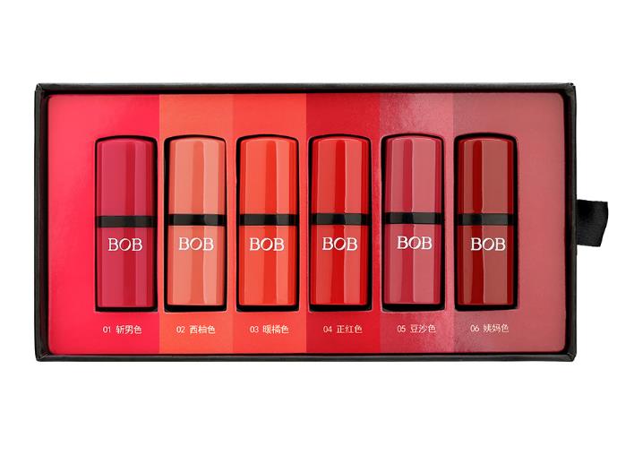 BOB Bright Bright Color Solid Lip glaze 041056-1 Color strength Lip moisturizing 6 sets of lipstick box Specification drawing