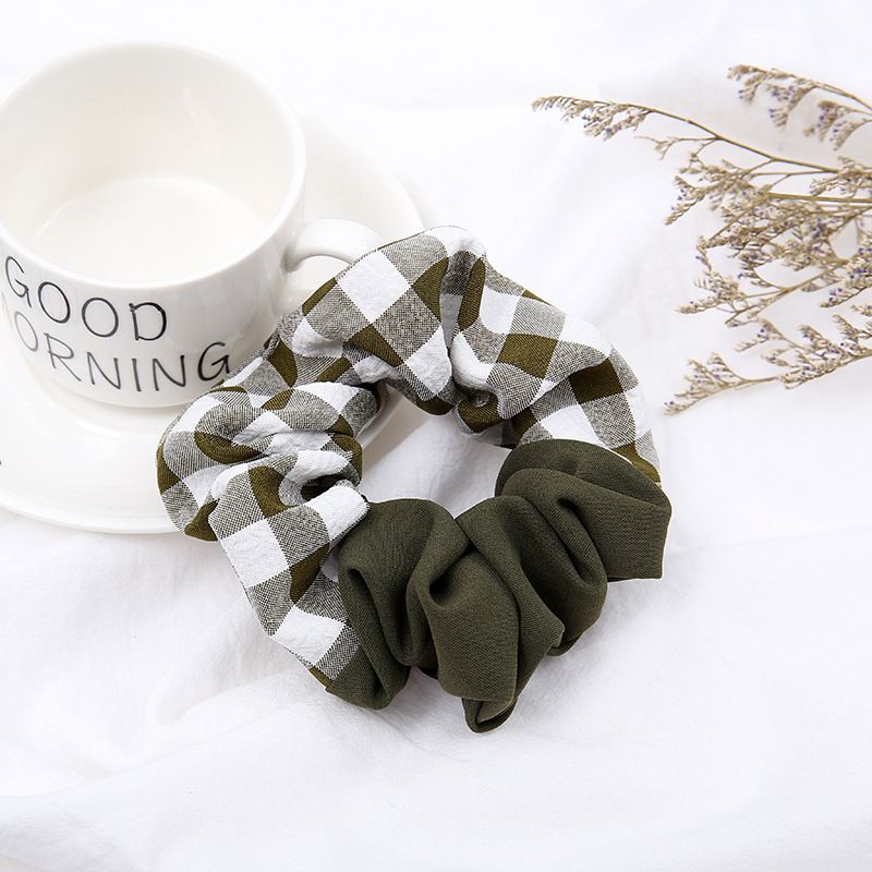 2019新款格子布艺头花发圈 小清新皮筋 弹力大肠圈女士发绳详情图4