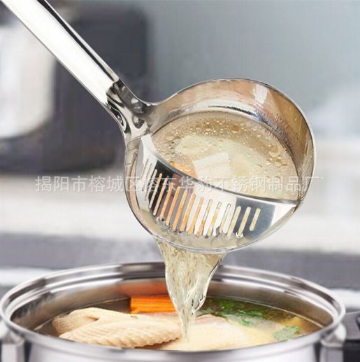 Stainless steel kitchenware, stainless steel strainers, multi-functional spoons for hot pot kitchens, dual-purpose spoons are only for foreign trade and export detail image 4