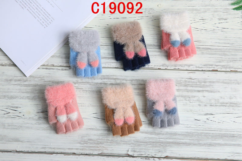 New Wheat Point Knitted Gloves For Women Autumn Winter Ins Cute Warm Thin Wool Five-Finger Tide Gloves C19092