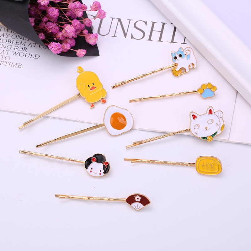 New creative versatile yellow duck cat painting oil clip bangs clip hair clip hair accessories popular accessories thumbnail