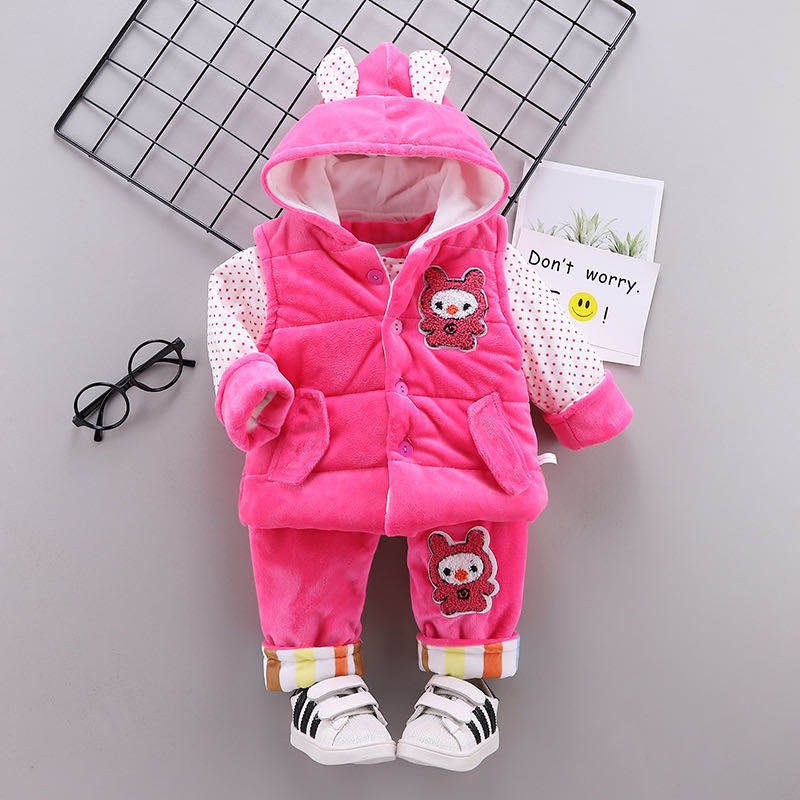 Pink baby cotton-padded suit thumbnail