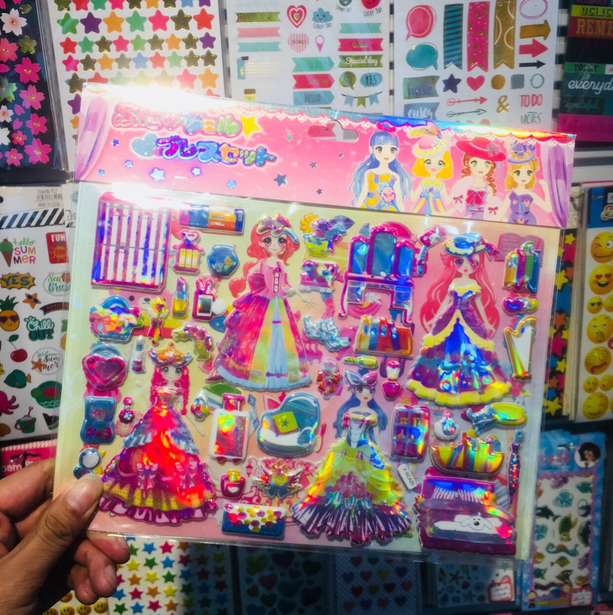 Double-decker stereo sticker Cartoon Princess bubble sticker Girl Paste paper dress dress sticker 103