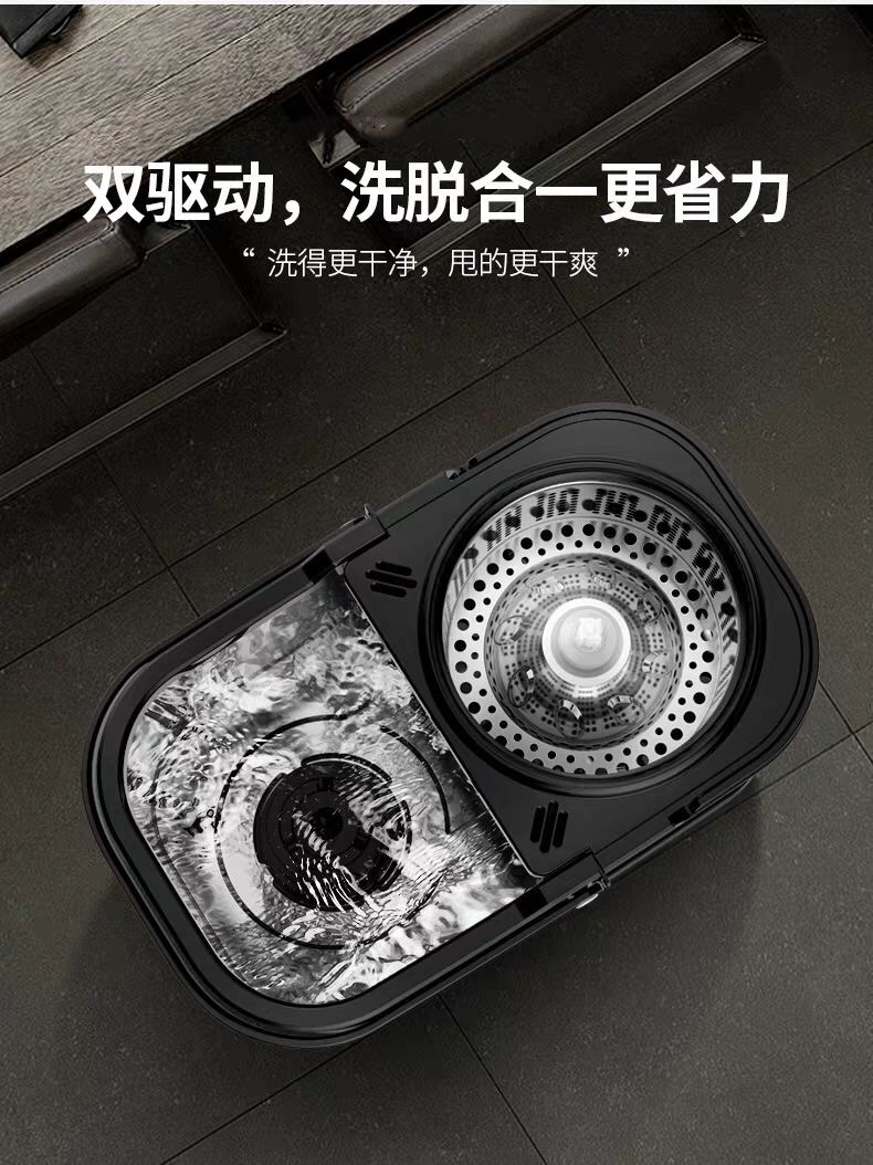 全不绣钢拖把旋转式拖把杆通用自动免手洗家用懒人拖把带拖布桶墩布详情图6