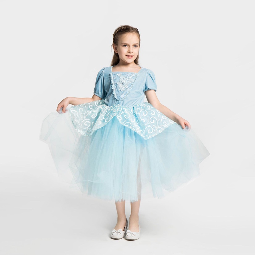跨境爆款万圣节儿童服饰灰姑娘扮演公主裙蓬蓬裙图