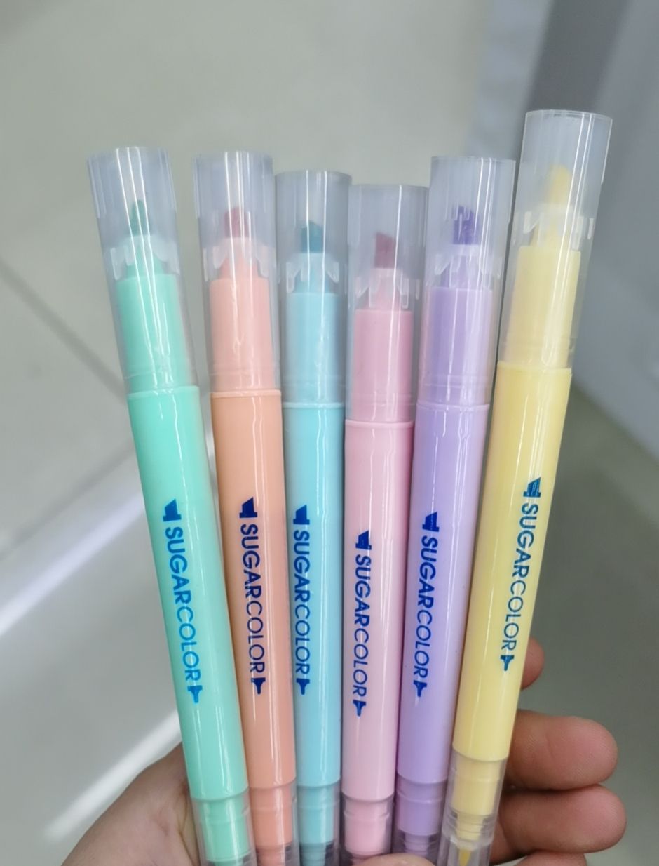 Double-headed highlighter, mini highlighter, warm-colored marker, correction pen