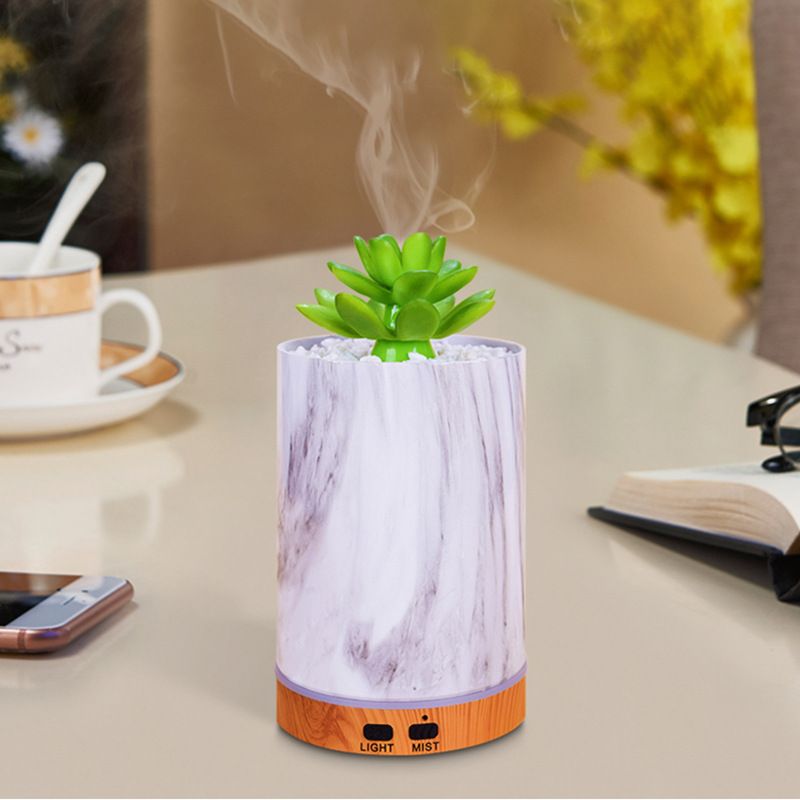 香薰机加湿器120ml仿真绿植七彩超声波精油香薰机夜灯产品图