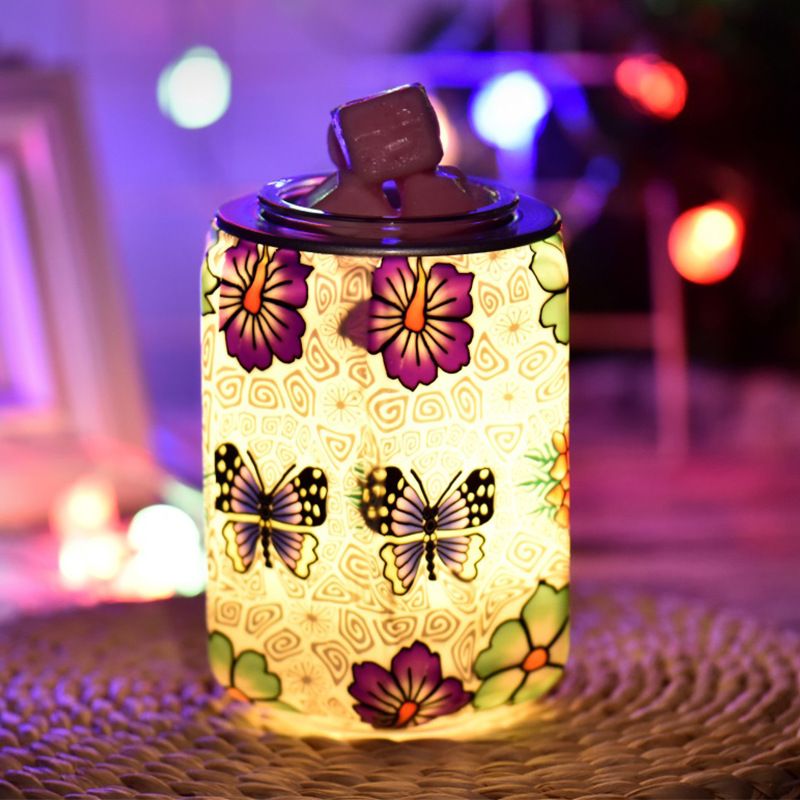 Six sides soft clay butterfly pattern incense lamp wax melting incense burner lamp household fire - free intelligent timing wax melting incense