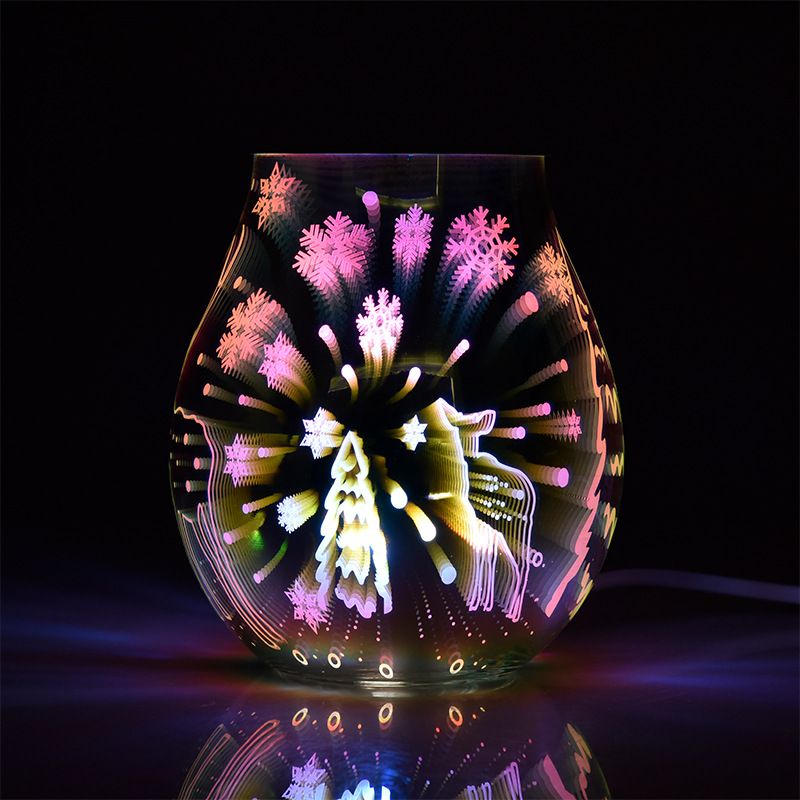 圣诞节3D玻璃圣诞鹿七彩香薰灯 家用摆件融蜡灯去味夜灯产品图