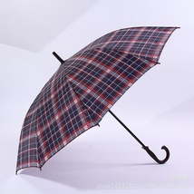 长柄雨伞格子直杆雨伞自动长伞批发  厂家直销户外双人长伞男款伞