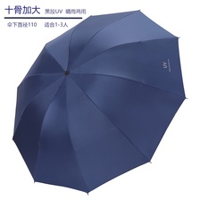 十骨加大加固黑胶晴雨伞UV雨伞防紫外线遮阳伞三折叠太阳伞