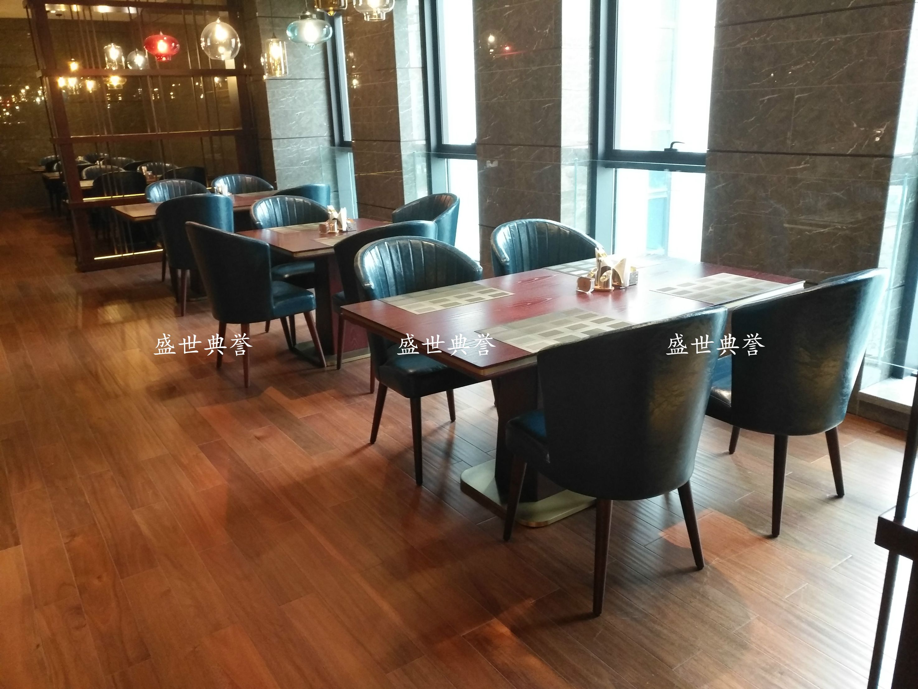 上海星级酒店宾馆早餐桌椅假日酒店实木桌度假酒店金属仿木椅子详情图9