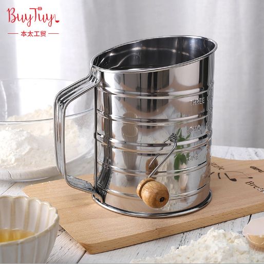 Stainless steel cup flour sifter hand - swing scale flour sifter baking tool