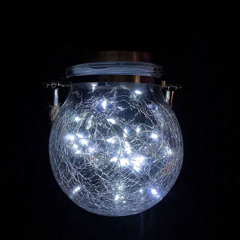 户外花园庭院防水太阳能挂灯阳台室外装饰壁灯裂纹玻璃球详情图4