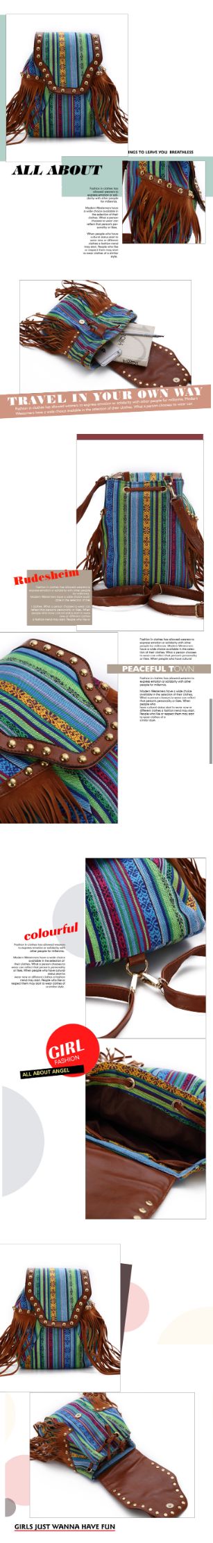 新品时尚牛仔配印大象帆布双肩休闲背包跨境供亚马逊详情图1