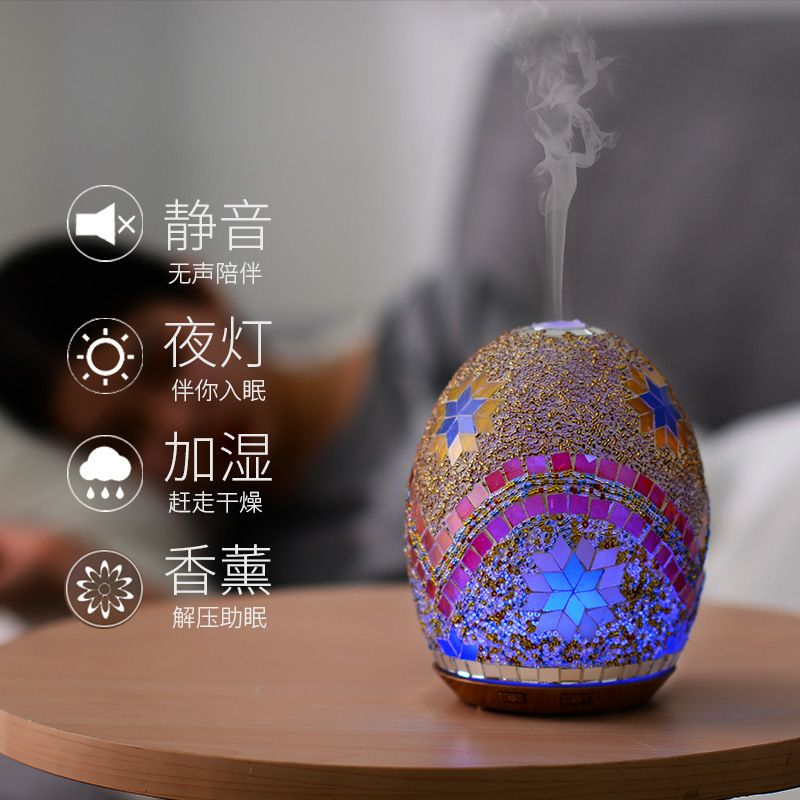 创意新款土耳其风格花纹七彩氛围灯 玻璃家居七彩香薰灯