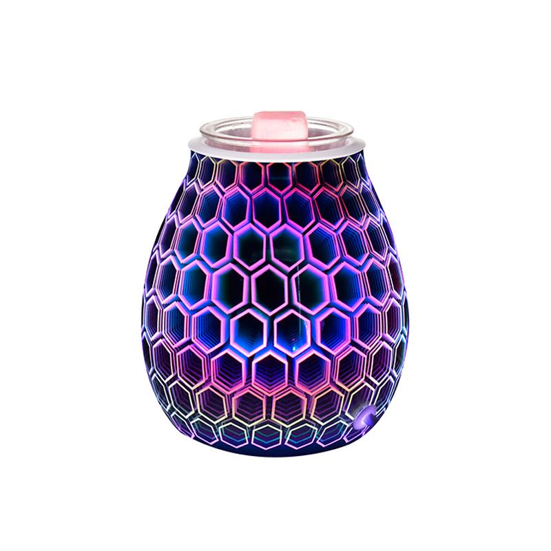 Home desktop incense burner, seven-color 3D glass hexagonal aroma lamp, seven-color night light, office gift incense burner Application Scenario