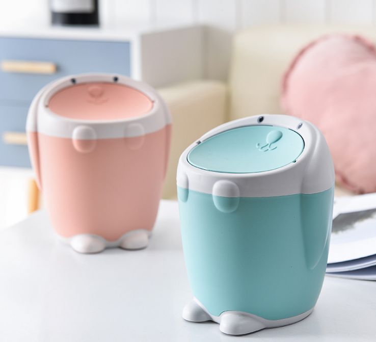 The cartoon white rabbit desktop trash can is a compact, multi-functional, sturdy and durable classified trash can