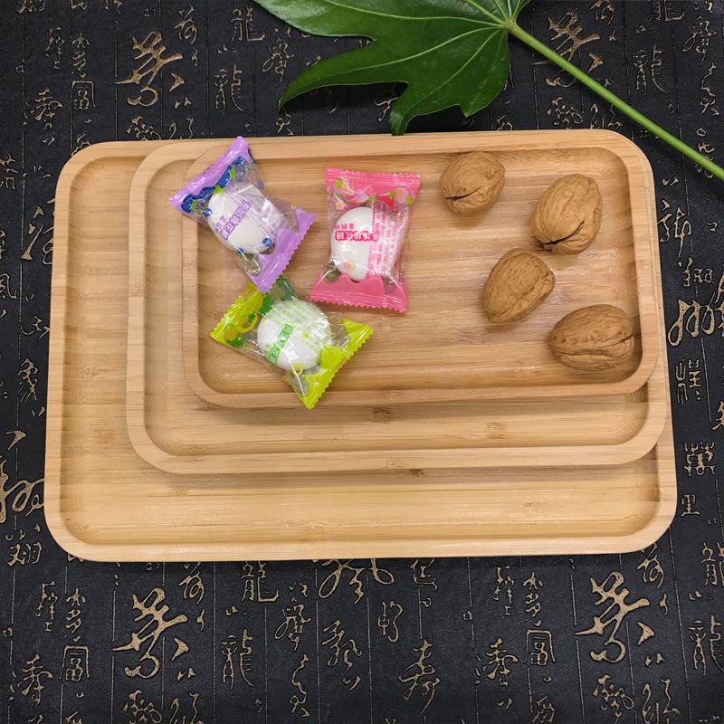 Green bamboo tea house tray fruit snacks tray home beauty salon tea tray bamboo food tray wholesale thumbnail