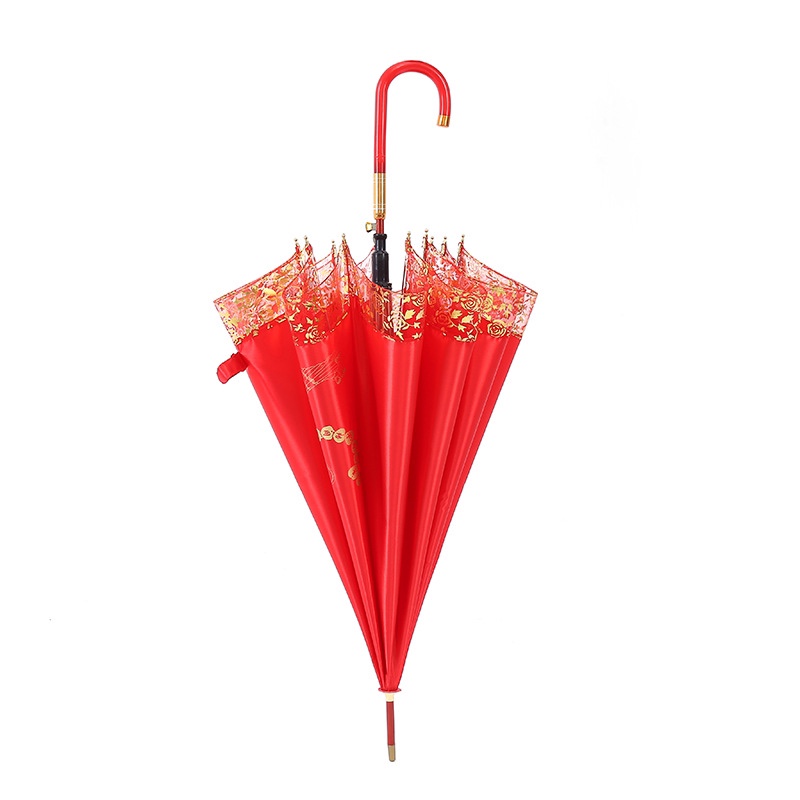 结婚大红色玫瑰大雨伞婚嫁直杆晴雨伞婚庆接婚伞蕾丝新娘伞图