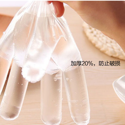 依蔓特 加厚一次性手套 厨房餐饮食品级pe薄膜透明塑料白手套详情3