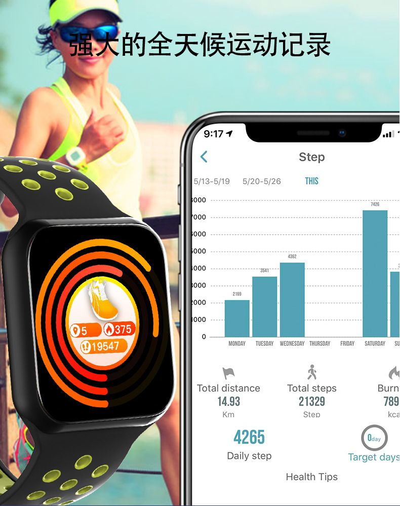 AEMAX new product ZN100 Heart Rate, Blood Pressure, Health, Body Temperature, Bluetooth Call, smart watch Sports Watch detail image 1